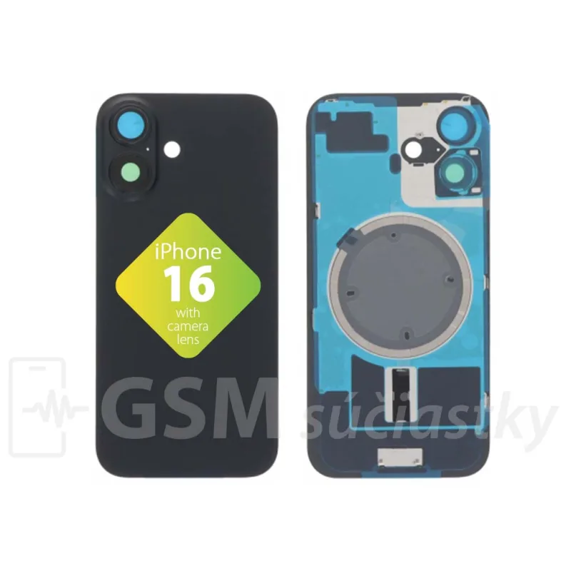 iPhone 16 - Zadné sklo housingu Čierne