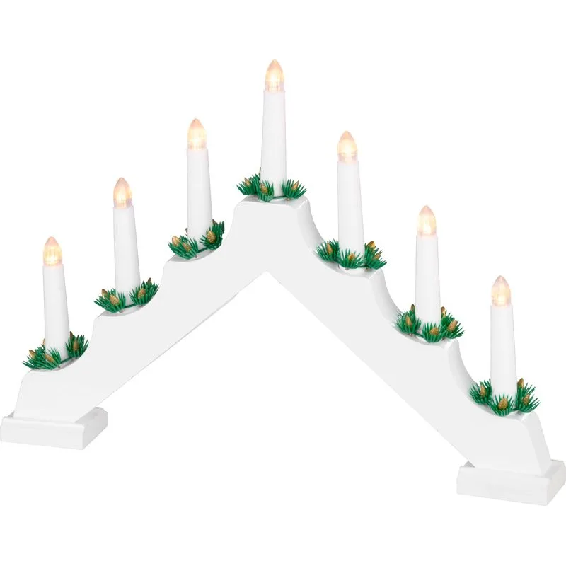 Svietnik MagicHome Vianoce, 7× LED, teplá biela, biely, 39×31 cm