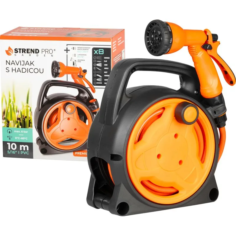 Navíjač Strend Pro Garden s hadicou 10 m, pištoľ, 5/16"