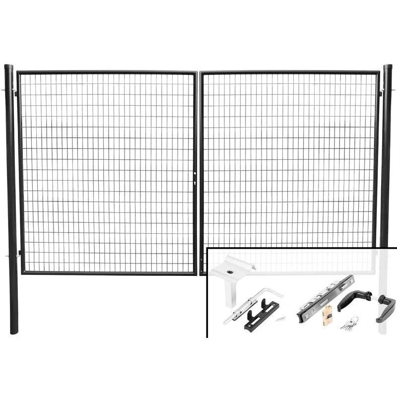 Brána 3580/1450/100x50 mm – dvojkrídlová záhradná brána, antracit