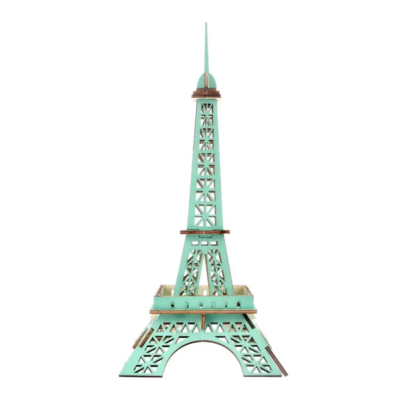 Woodcraft Drevené 3D puzzle Eiffelova veža tyrkysová