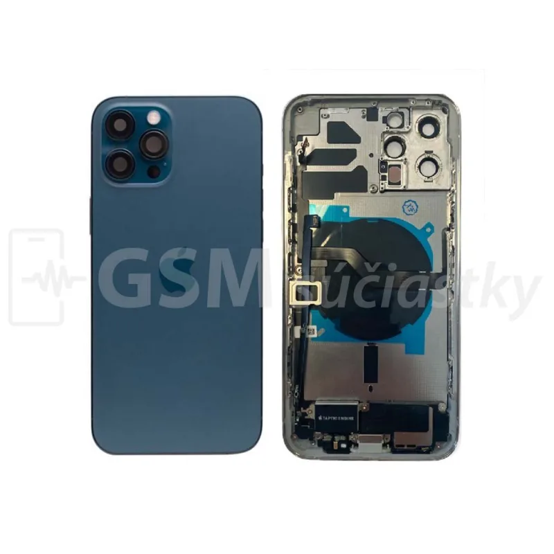 iPhone 12 Pro - Zadný Housing s Malými Dielmi - Modrý