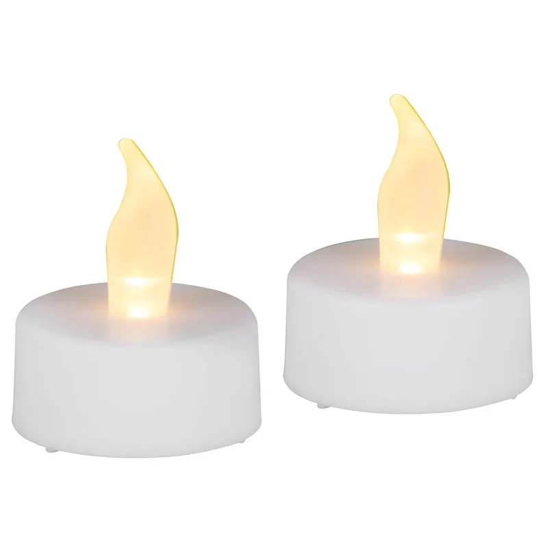 Sviečky na hrob LED čajové, sada 2 ks, biele, pohyblivý plameň