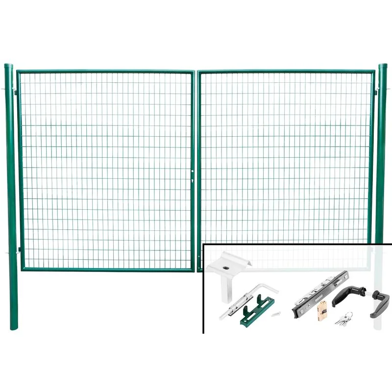 Brána 3580/1750/100x50 mm – dvojkrídlová záhradná brána, zelená