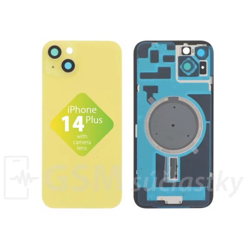 iPhone 14 Plus - Zadné sklo housingu Žlté