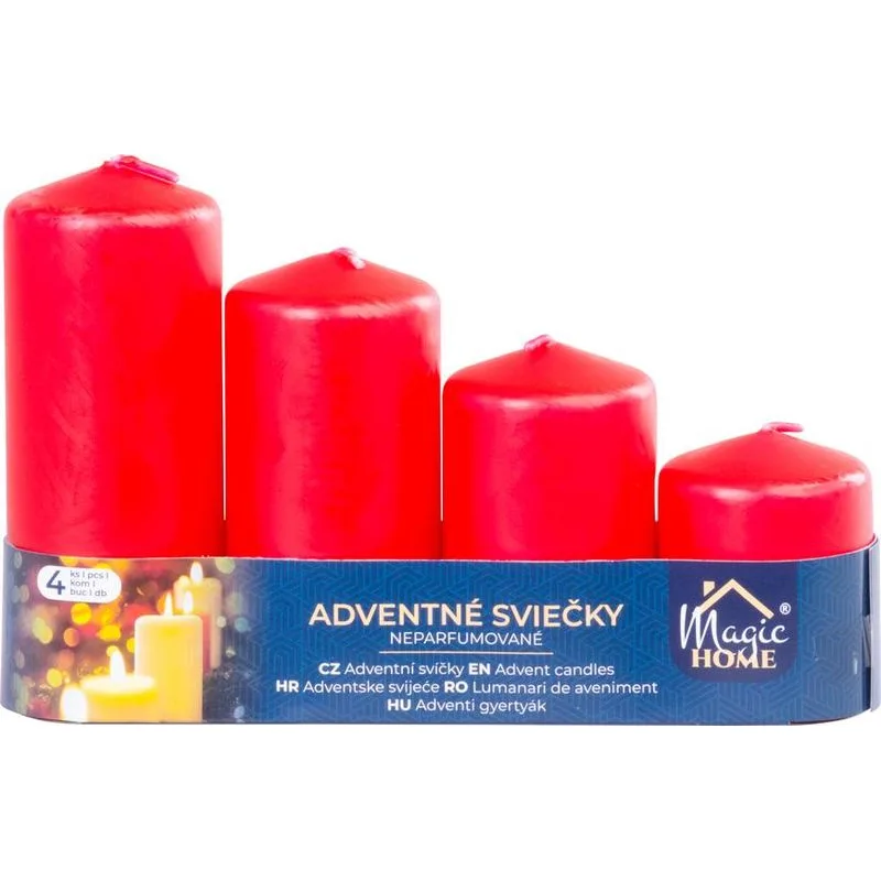 Adventné sviečky MagicHome, červené, 4 rôzne výšky