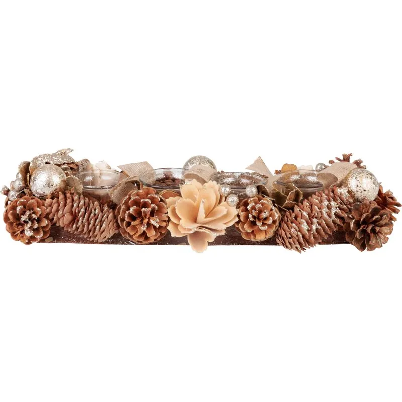 Ikebana MagicHome, prírodná, adventná, krémová, 44x15x9 cm