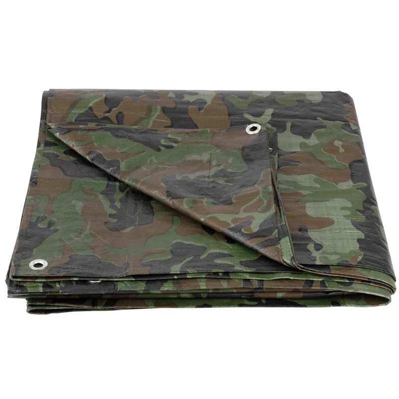 Nepremokavá krycia plachta Tarpaulin Khaki 3x5 m, 80 g/m², oliva/kamufláž, s okami