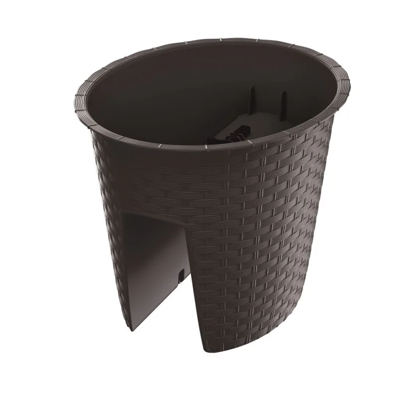 Kvetináč na zábradlie RATOLLA Railing Oval 300, hnedý