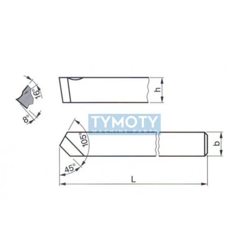 Sústružnícky nôž z rýchloreznej ocele uberací priamy, 223514, 10x10x90 mm (45°)