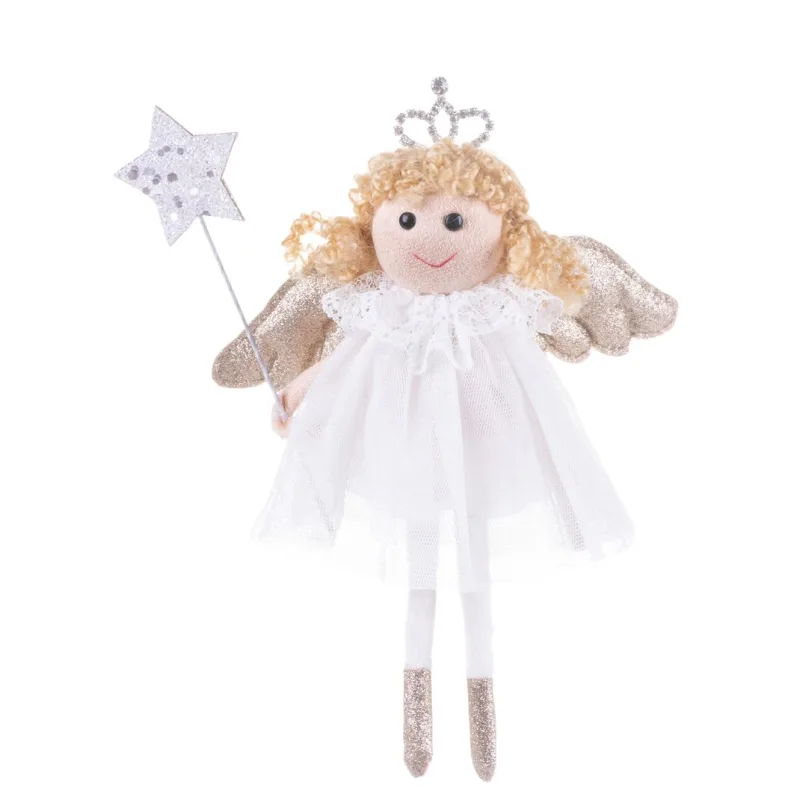 Vianočná dekorácia Víla, biela, 14x4x19 cm