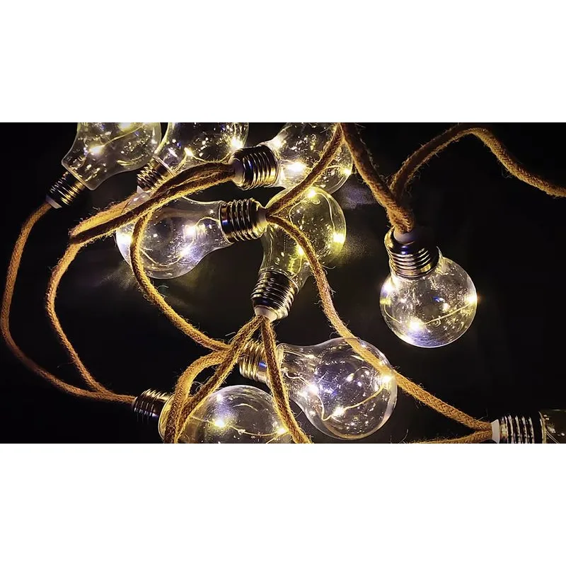 Vianočné osvetlenie reťaz Bulb, 10× LED, tvar žiarovky, solárna, 3,8 m
