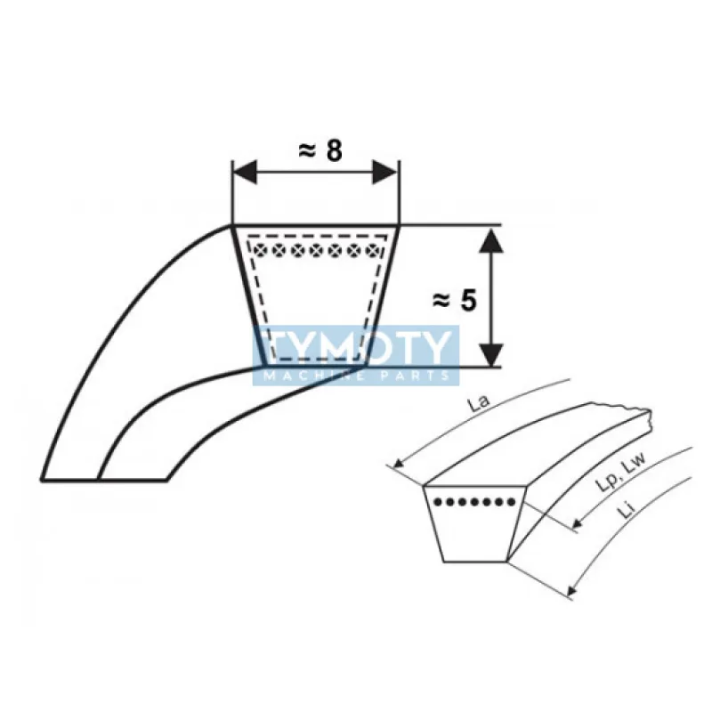 Klinový remeň 8x825 X Li - X8x844 Lw Profi-X Rubena