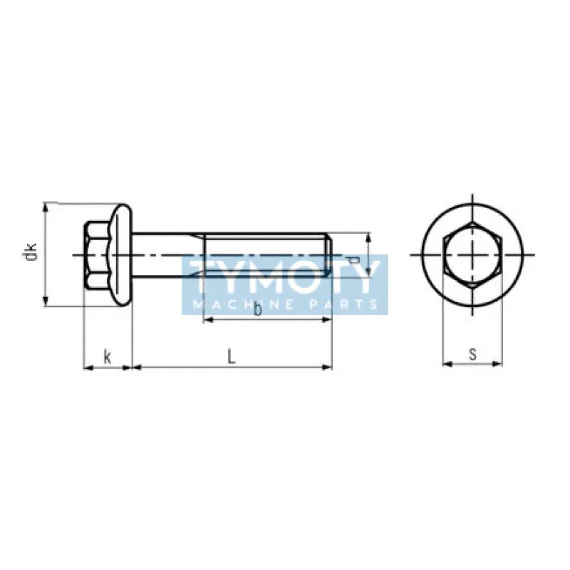 Skrutka šesťhranná s golierom DIN 6921 M12x40-10.9 pozink