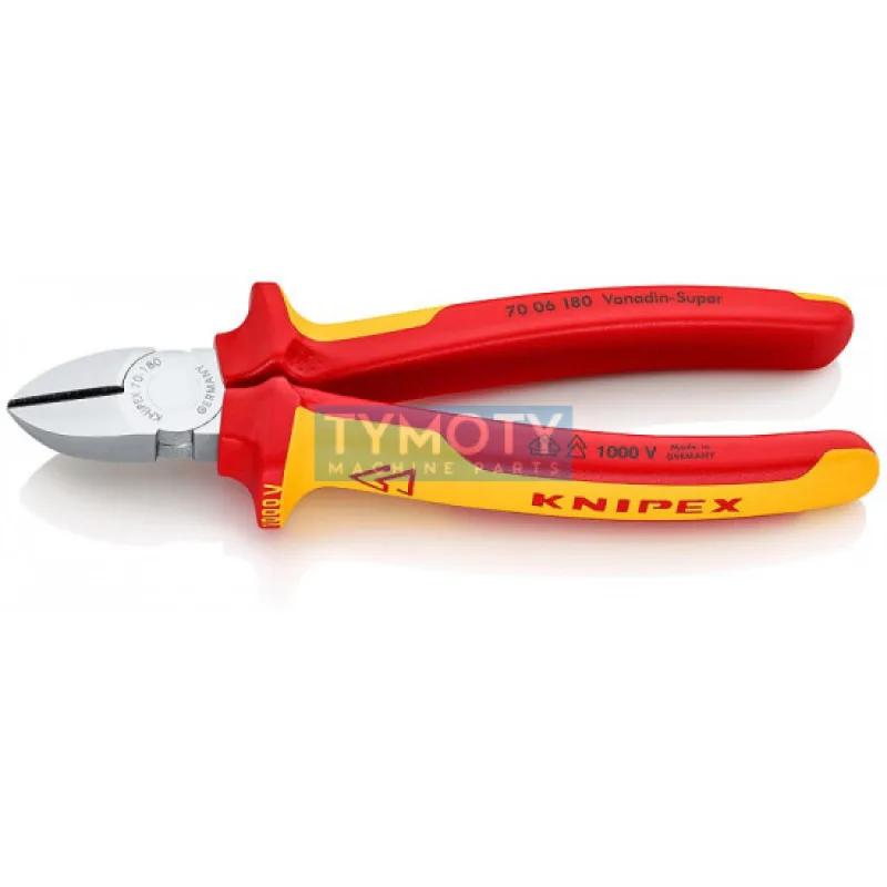 KNIPEX 70 06 180 Bočné štiepacie kliešte izolov.viacsel.návleky, certifikácia VDE, chrómované 180 mm