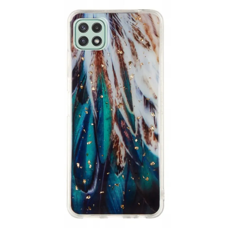 Transparentné Puzdro GLAM FEATHERS Samsung Galaxy A22 5G Farba: farebné 6804