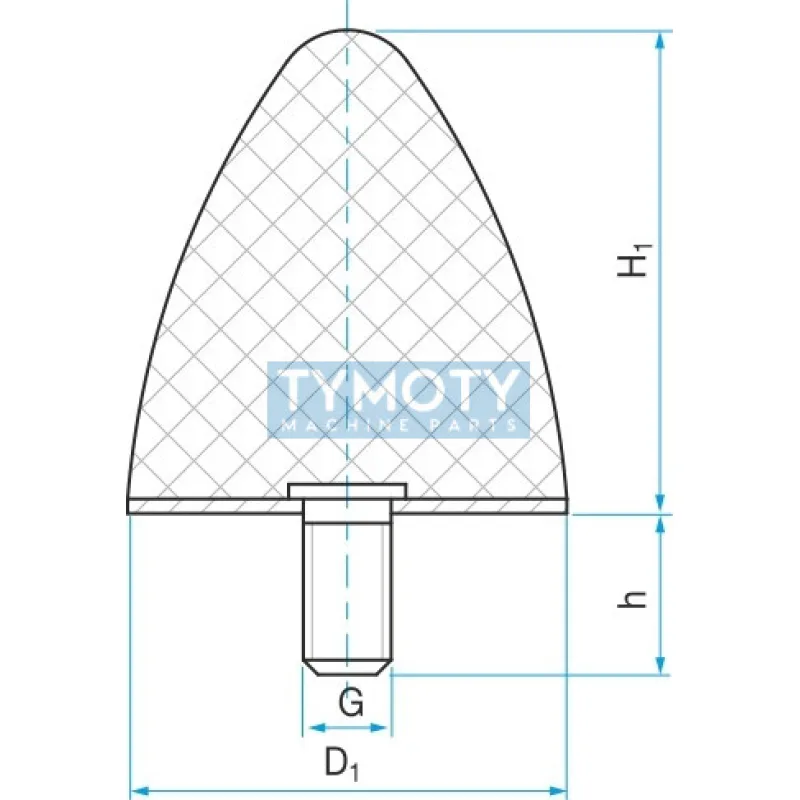 Silentblok - doraz kužeľový typ KP-D 20x24 M6x18 55ShA