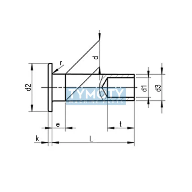 Niť polodutý s plochou hlavou DIN 7338B CU 6x20