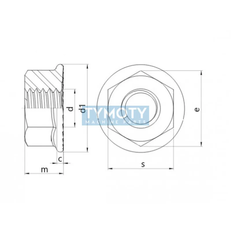 Matica s golierom ozubeným DIN 6923~ M5 |10| pozink