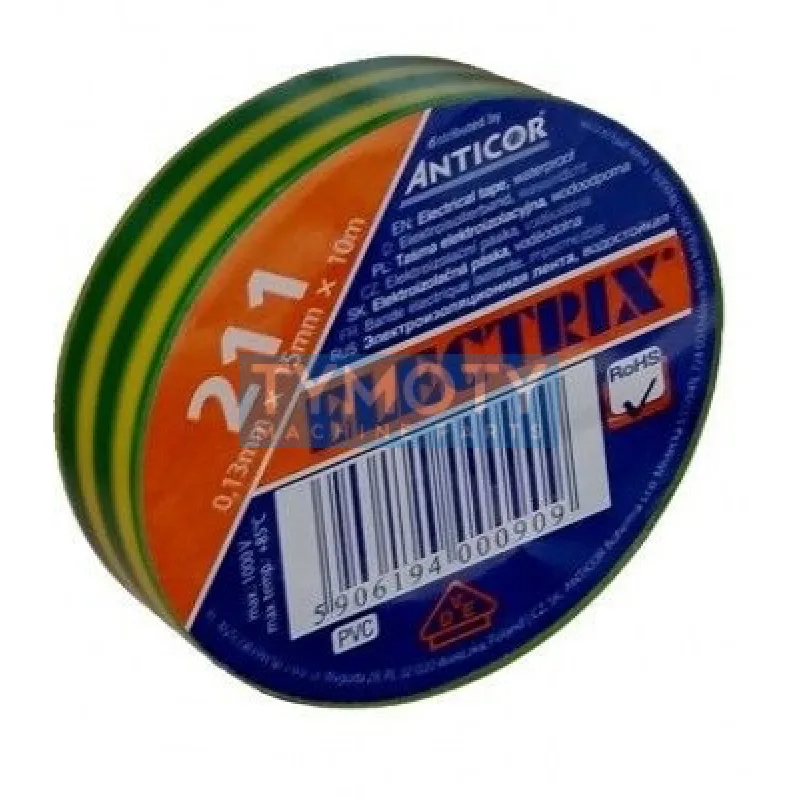 Páska izolačná PVC 0,13x15x10-žltozelená