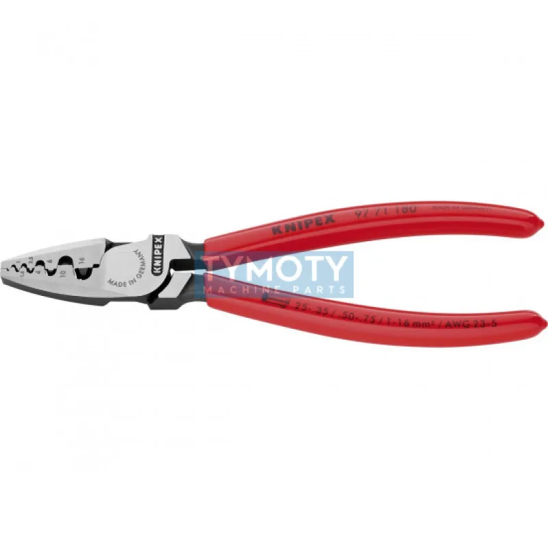 KNIPEX 97 71 180 Kliešte lisovacie na káblové koncovky, plastové návleky, leštené