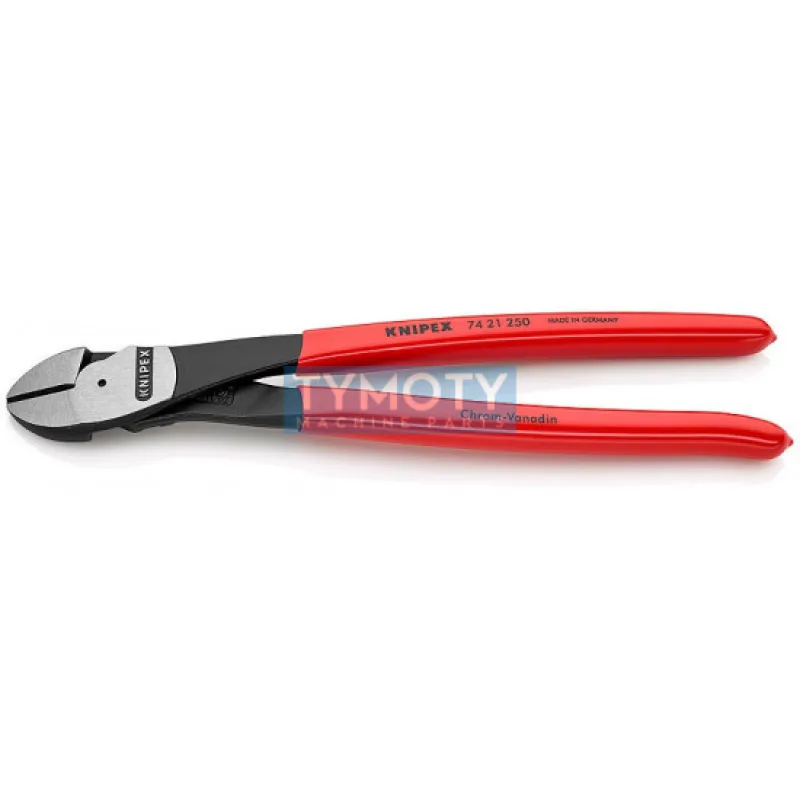 KNIPEX 74 21 250 Silové bočné štiepacie kliešte vyhnuté 12°, plastové návleky, fosf. na čierno 250 mm