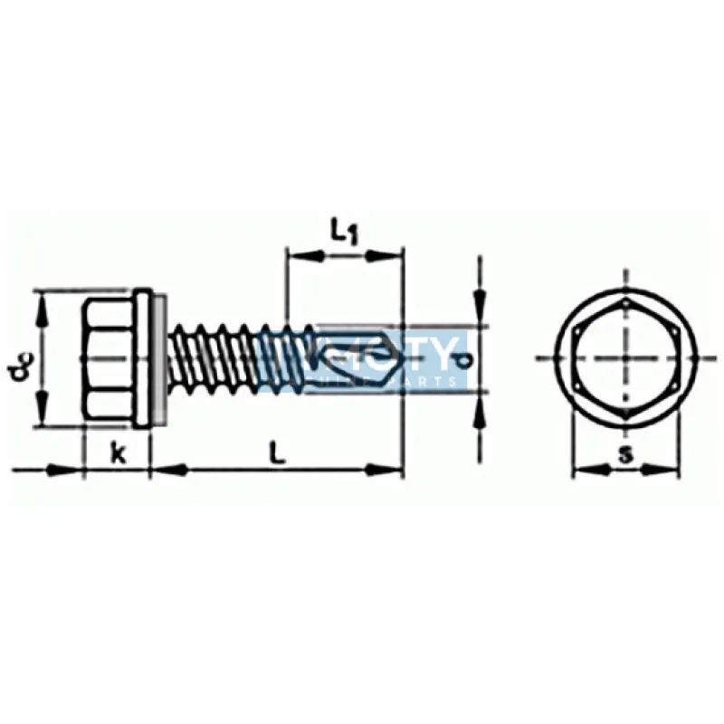 Skrutka TEX šesťhranná s golierom DIN 7504K 5,5x22 pozink+podložka
