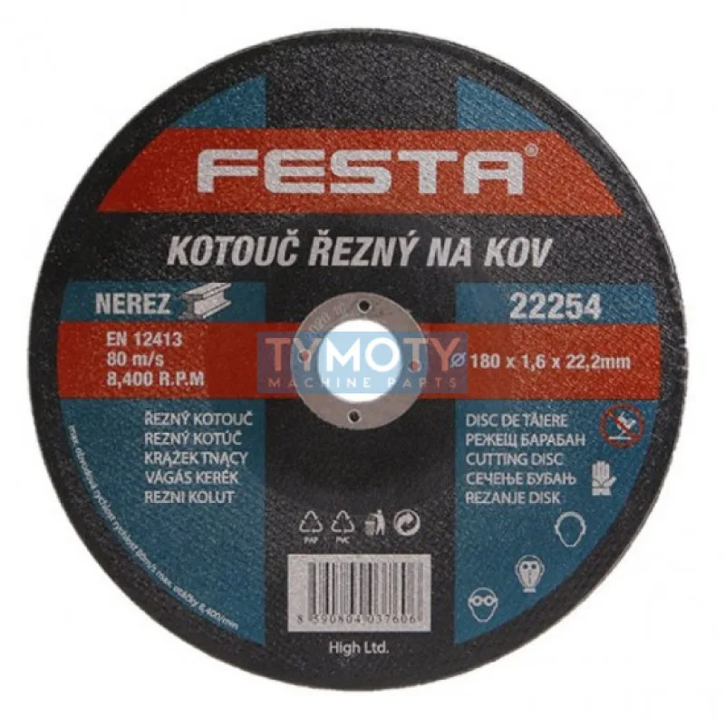 Rezný kotúč na kov 180x1,6x22,2 rovný, FESTA 22254
