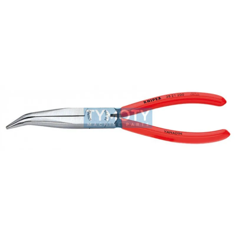 KNIPEX 38 21 200 Kliešte pre mechanikov, polguľaté čeľuste zahnuté 40°, plast.návleky, fosf.na čierno