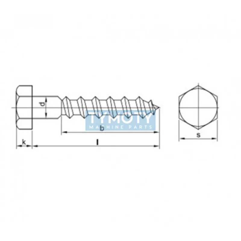 Vrut do dreva šesťhranná hlava DIN 571 12x150 zinok biely
