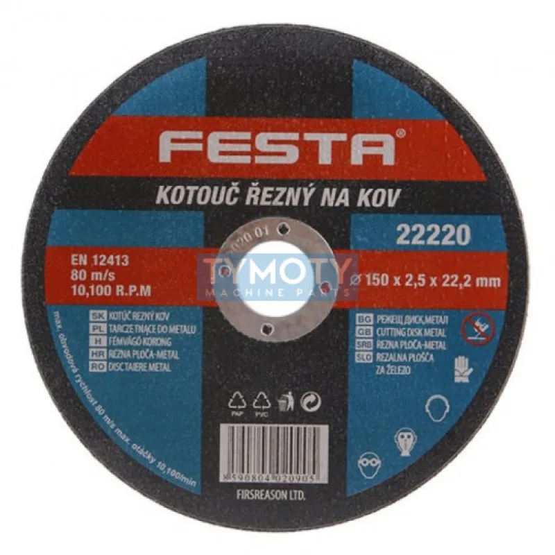 Rezný kotúč na kov 150x2,5x22,2 rovný, FESTA 22220