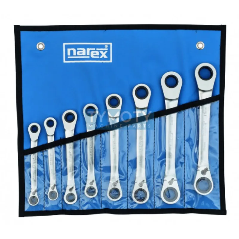 Súprava - račňový obojstranný kľúč vyhnutý 5 - NAREX°, 230838R.608 - DIN 3110, 8-dielna /5,5-17/