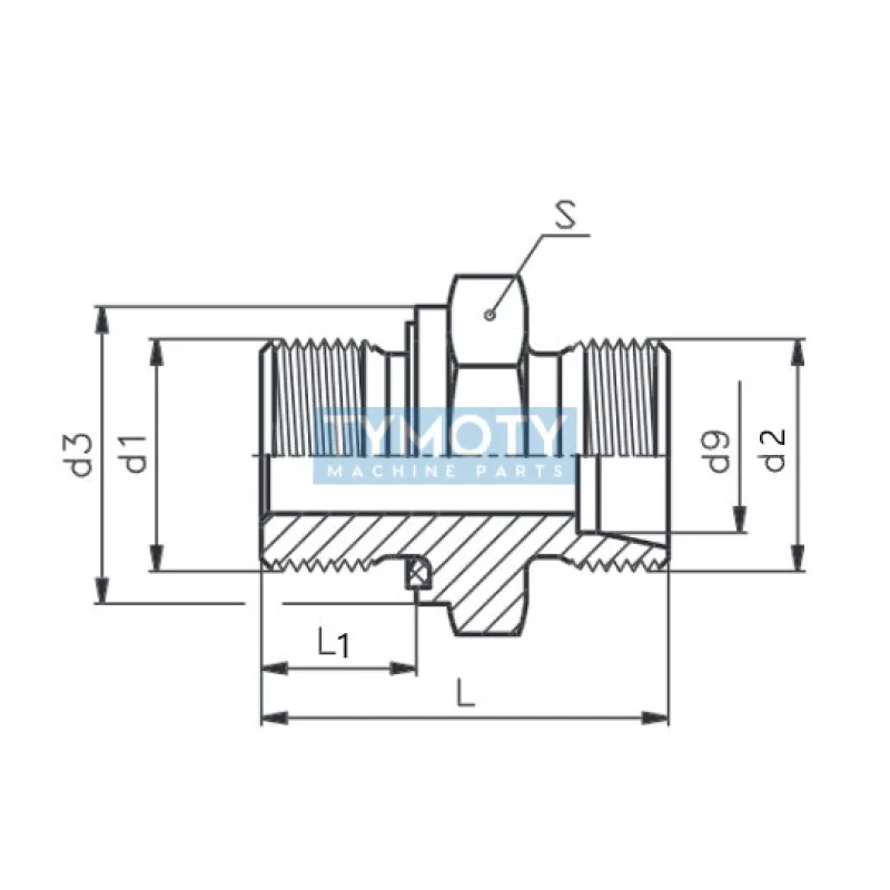 Hrdlo priame PHER2 12LR G3/4"/M18x1,5 tvar E s NBR o-krúžkom