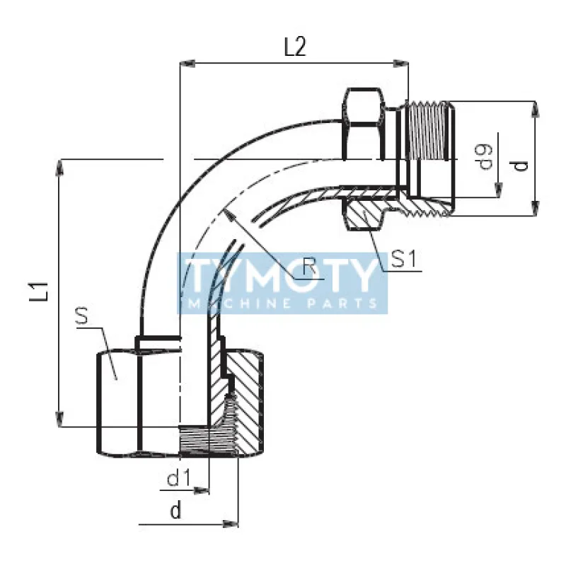 Uhlový nástavok Js10-90 M18x1,5