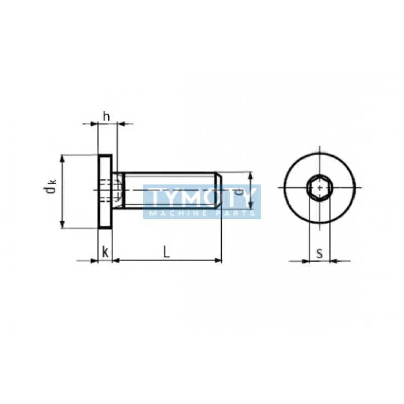 Skrutka valcová extra nízka hlava-inbus M6x8-10.9 černené