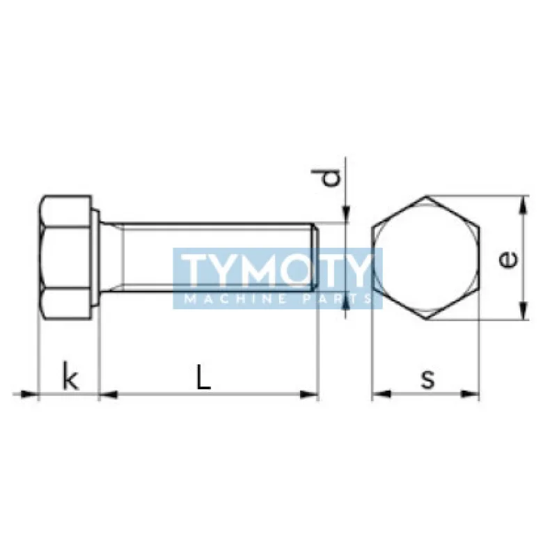 Skrutka šesťhranná celý závit UNC 1/4x1/2" Grade 5 (~8.8) bez PÚ