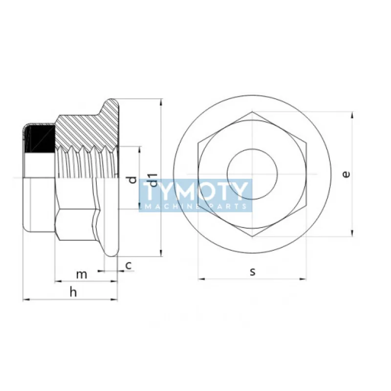 Matica samoistná s golierom DIN 6926 M12 nerez A4