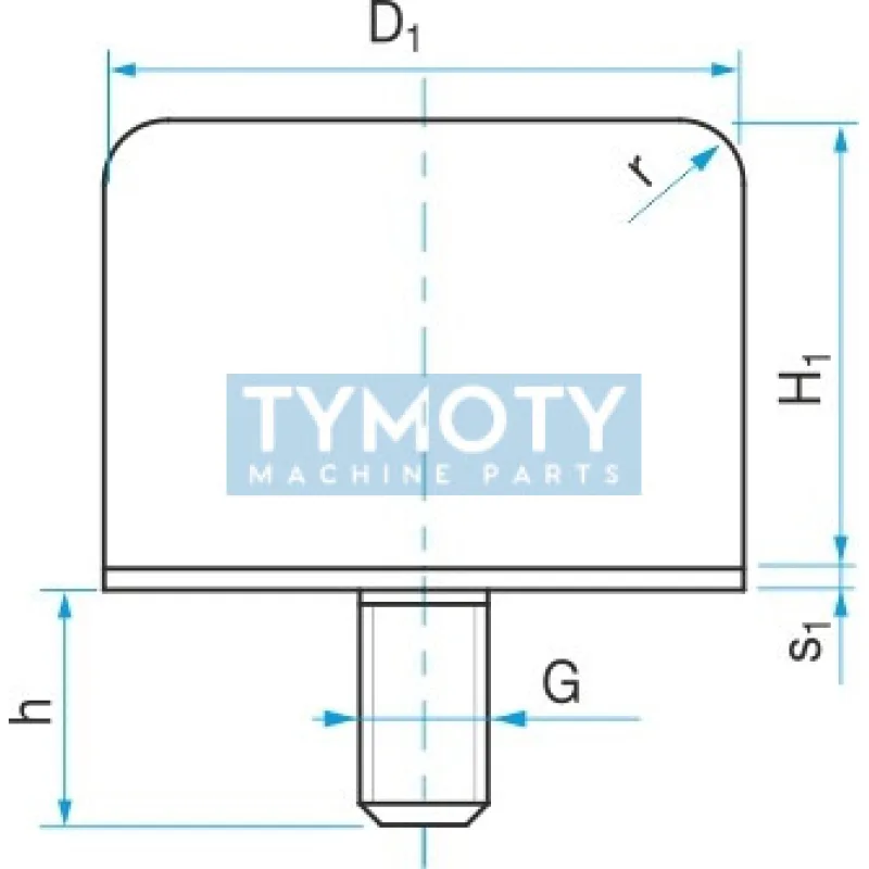 Silentblok - doraz valcový so skrutkou typ GP-1G 80x63 M12x37