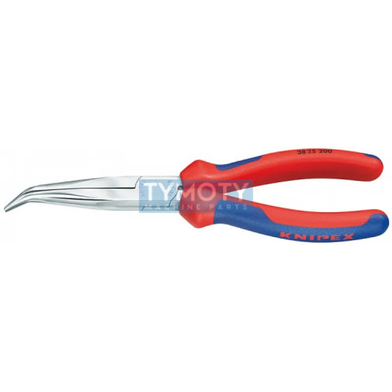 KNIPEX 38 25 200 Kliešte pre mechanikov, polguľaté čeľuste zahnuté 40°, viacsl. návleky, chrómované