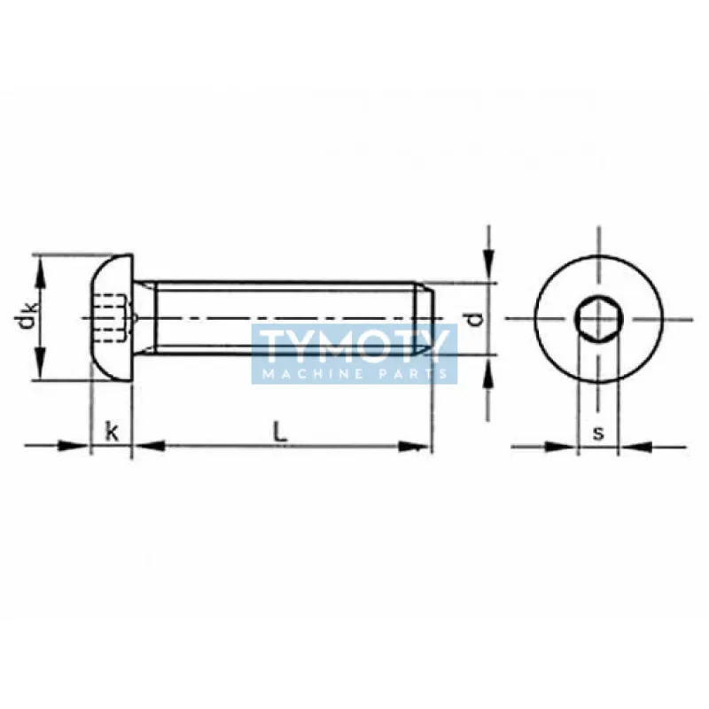 Skrutka s polguľatou hlavou inbus ISO 7380 M8x70 nerez A2