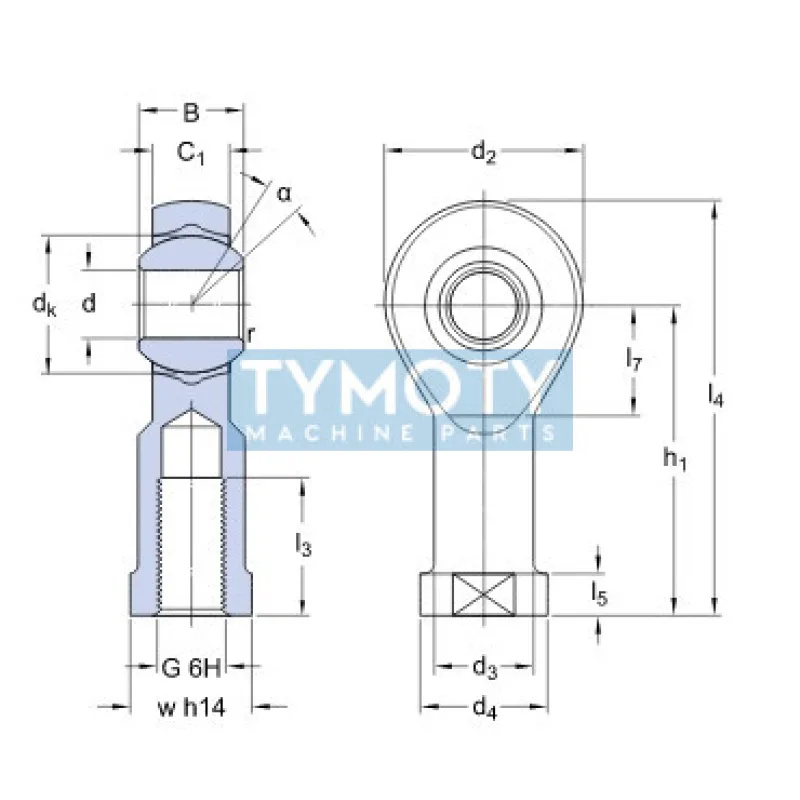 SKF SIKB 14 F kĺbová hlavica, vnútorný pravý závit, oceľ/PTFE FRP
