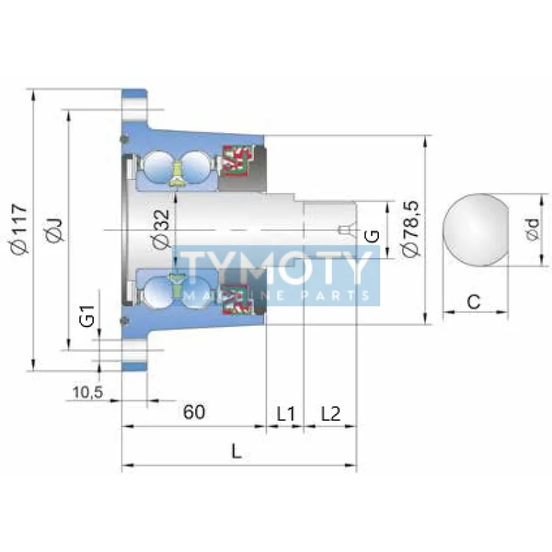 FKL AGRO IL50-100/6T-M24-L ložisko pre diskové brány
