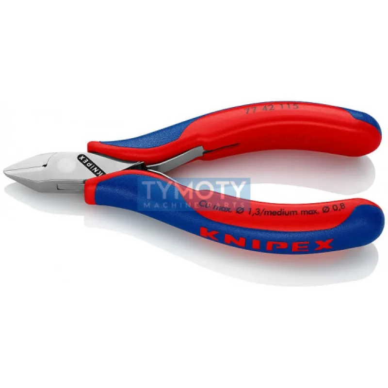 KNIPEX 77 42 115 Bočné štiepacie kliešte pre elektroniku špicaté bez fazety, viacsl. návleky, leštené