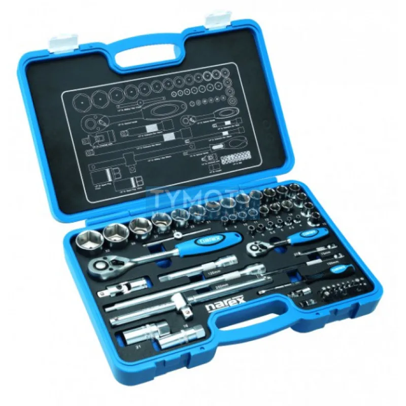 Súprava hlavíc a ovládačov 1/4"+1/2", NAREX-SADA, 60-dielna, 1/4"+1/2"