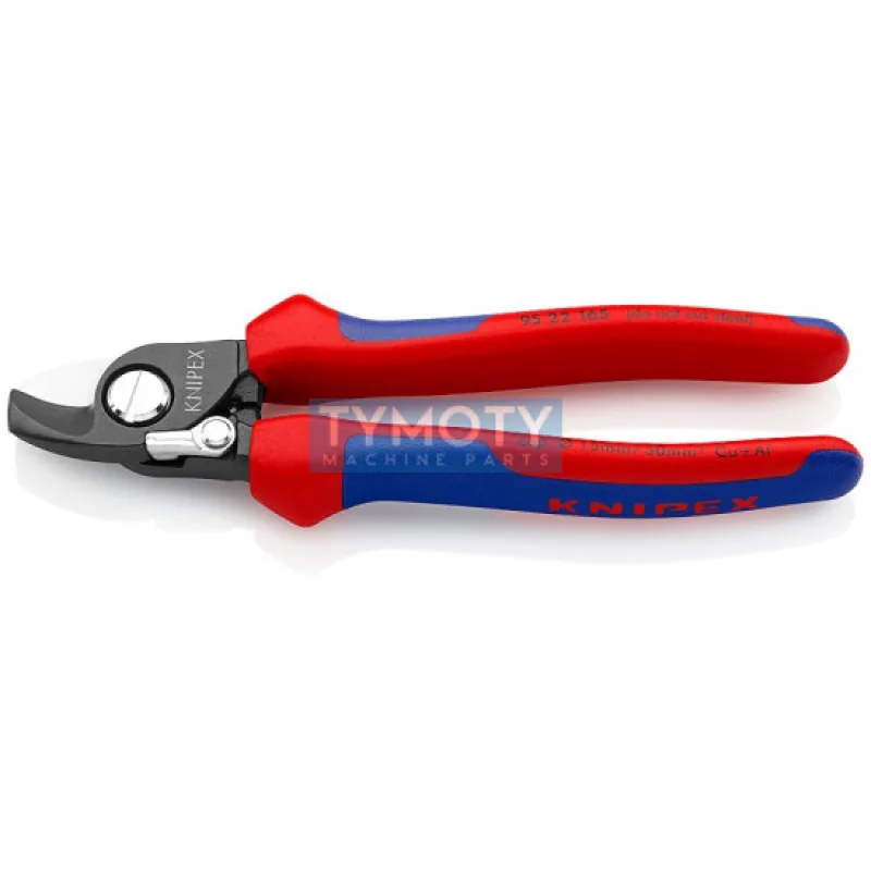 KNIPEX 95 22 165 Káblové nožnice s otváracou pružinou 165 mm, viacsl. návleky, brunýrované