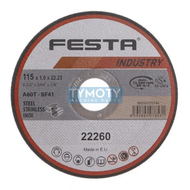 Rezný kotúč na kov 115x1,0x22,2 rovný INDUSTRY, FESTA 22260