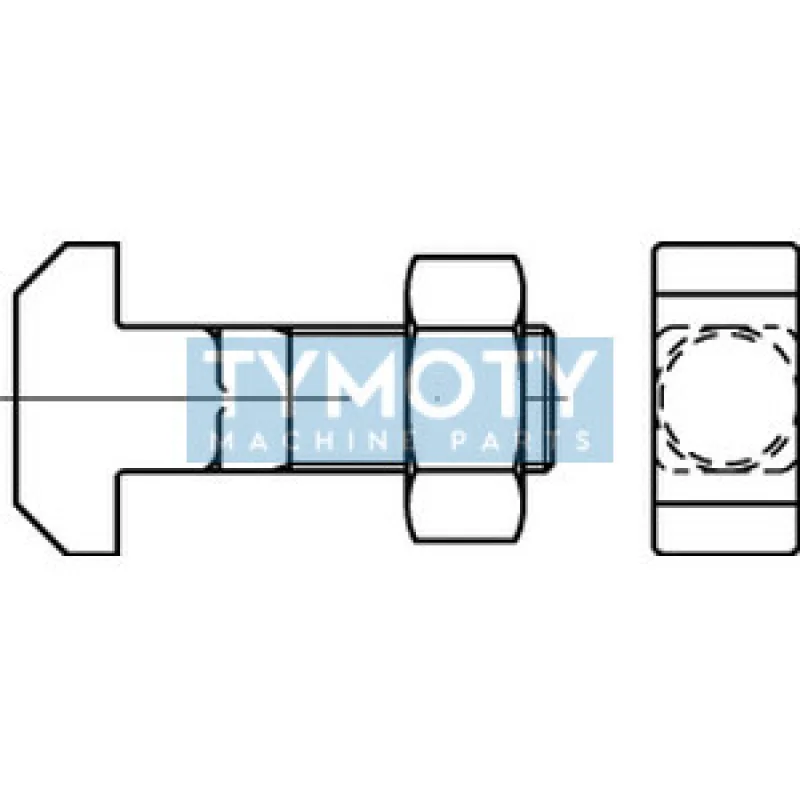 Skrutka s T-hlavou a štvorhranom DIN 186 B M12x80 s maticou