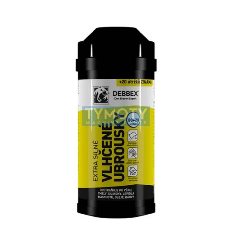 Debbex Extra silné čistiace a vlhčené obrúsky 100 ks - 20 x 30 cm, plastová dóza _B9012DBX