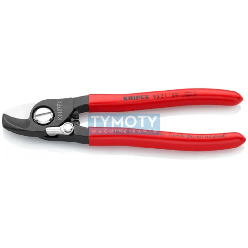 KNIPEX 95 21 165 Káblové nožnice s otváracou pružinou 165 mm, plastové návleky, brunierované
