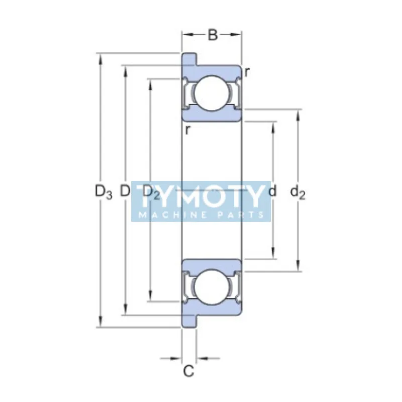 SKF W 63800 R-2Z (SF63800-2Z) nerezové guľkové ložisko s prírubou